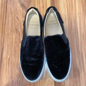 Greats Brooklyn Wooster black velvet slip on sneakers - VGUC - size 7.5 - $40
